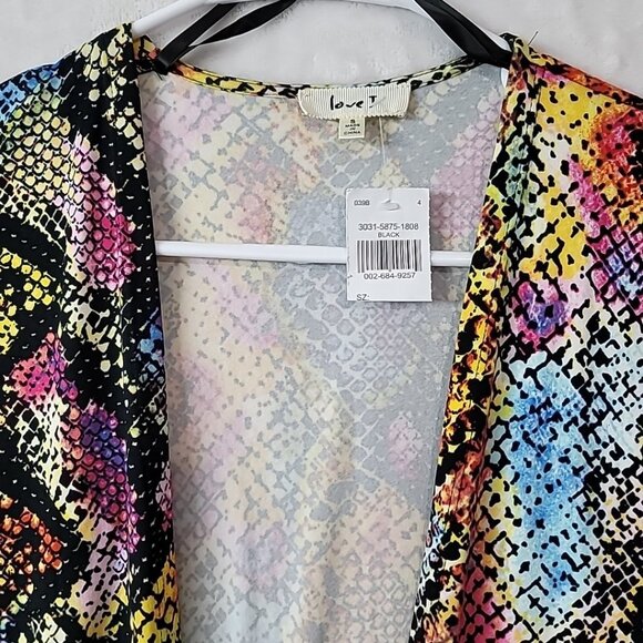 NWT Love J Women's Swimsuit Cover-up Open Front Size Sm Rainbow Snakeskin Beach - Picture 2 of 13